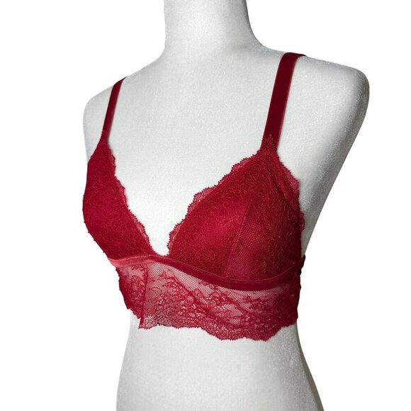 VICTORIA'S SECRET Red Lace Bralette Bra Top Cropped Size Small - Picture 1 of 7